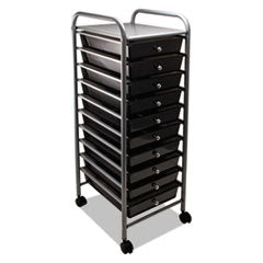 Portable Drawer Organizer, Metal, 1 Shelf, 10 Drawers, 13" x 15.38" x 37.75", Matte Gray/Smoke