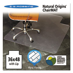 Natural Origins Chair Mat with Lip For Hard Floors, 36 x 48, Clear