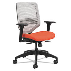 Solve Series ReActiv Back Task Chair, Supports 300 lb, 18" to 23" Seat Height, Bittersweet Seat, Titanium Back, Black Base