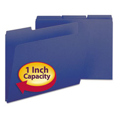 Expanding Recycled Heavy Pressboard Folders, 1/3-Cut Tabs: Assorted, Letter Size, 1" Expansion, Dark Blue, 25/Box