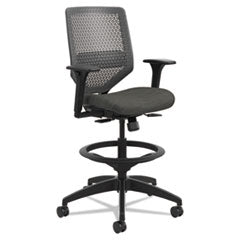 Solve Series ReActiv Back Task Stool, Supports Up to 300 lb, 23" to 33" Seat Height, Ink Seat, Charcoal Back, Black Base