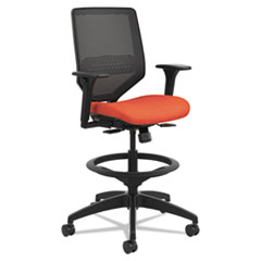 Solve Series Mesh Back Task Stool, Supports Up to 300 lb, 23" to 33" Seat Height, Bittersweet Seat/Back, Black Base