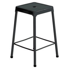 Counter-Height Steel Stool, Backless, Supports Up to 250 lb, 25" Seat Height, Black