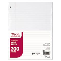 Filler Paper, 3-Hole, 8 x 10.5, Wide/Legal Rule, 200/Pack