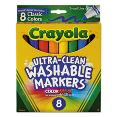 Ultra-Clean Washable Markers, Broad Bullet Tip, Assorted Colors, 8/Pack