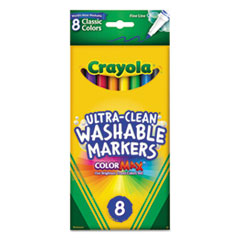 Ultra-Clean Washable Markers, Fine Bullet Tip, Assorted Colors, 8/Pack