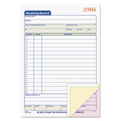 Receiving Record Book, Three-Part Carbonless, 5.56 x 7.94, 50 Forms Total