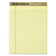 Second Nature Recycled Ruled Pads, Wide/Legal Rule, 50 Canary-Yellow 8.5 x 11.75 Sheets, Dozen