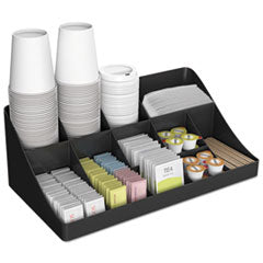 11-Compartment Coffee Condiment Organizer, 18.25 x 6.63 x 9.78, Black