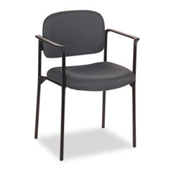 VL616 Stacking Guest Chair with Arms, Fabric Upholstery, 23.25" x 21" x 32.75", Charcoal Seat, Charcoal Back, Black Base