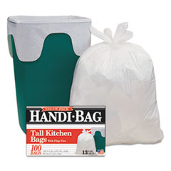 Super Value Pack, 13 gal, 0.6 mil, 23.75" x 28", White, 100 Bags/Box, 6 Boxes/Carton