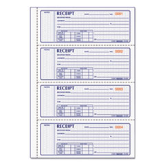 Money Receipt Book, FormGuard Cover, Three-Part Carbonless, 7 x 2.75, 4 Forms/Sheet, 100 Forms Total