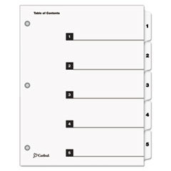 OneStep Printable Table of Contents and Dividers, 5-Tab, 1 to 5, 11 x 8.5, White, White Tabs, 1 Set