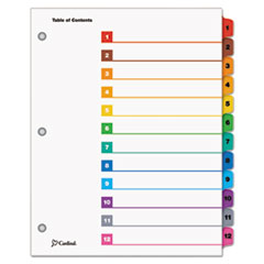 OneStep Printable Table of Contents and Dividers, 12-Tab, 1 to 12, 11 x 8.5, White, Assorted Tabs, 1 Set