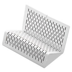 Urban Collection Punched Metal Business Card Holder, Holds 50 2 x 3.5 Cards, Perforated Steel, White