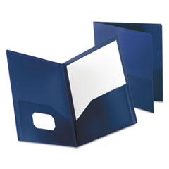 Poly Twin-Pocket Folder, 100-Sheet Capacity, 11 x 8.5, Opaque Dark Blue