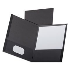 Linen Finish Twin Pocket Folders, 100-Sheet Capacity, 11 x 8.5, Black, 25/Box