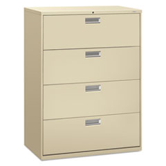 Brigade 600 Series Lateral File, 4 Legal/Letter-Size File Drawers, Putty, 42" x 18" x 52.5"