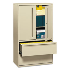 Brigade 700 Series Lateral File, Three-Shelf Enclosed Storage, 2 Legal/Letter-Size File Drawers, Putty, 42" x 18" x 64.25"