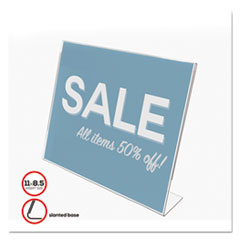 Classic Image Slanted Sign Holder, Landscaped, 11 x 8.5 Insert, Clear