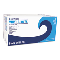 Exam Vinyl Gloves, Clear, Large, 3 3/5 mil, 100/Box, 10 Boxes/Carton