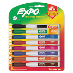 Magnetic Dry Erase Marker, Fine Bullet Tip, Assorted Colors, 8/Pack