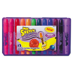 Scented Twistable Gel Crayons, Medium Size, Assorted, 12/Pack