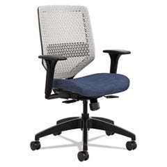 Solve Series ReActiv Back Task Chair, Supports Up to 300 lb, 18" to 23" Seat Height, Midnight Seat, Titanium Back, Black Base