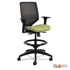 Solve Series Mesh Back Task Stool, Supports Up to 300 lb, 23" to 33" Seat Height, Meadow Seat/Back, Black Base