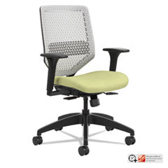 Solve Series ReActiv Back Task Chair, Supports Up to 300 lb, 18" to 23" Seat Height, Meadow Seat, Titanium Back, Black Base