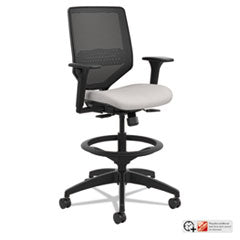 Solve Series Mesh Back Task Stool, Supports Up to 300 lb, 23" to 33" Seat Height, Sterling Seat/Back, Black Base