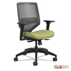 Solve Series ReActiv Back Task Chair, Supports Up to 300 lb, 18" to 23" Seat Height, Meadow Seat, Charcoal Back, Black Base