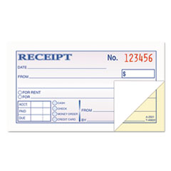 Money and Rent Receipt Books, Two-Part Carbonless, 4.78 x 2.75, 50 Forms Total