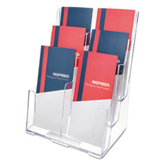 6-Compartment DocuHolder, Leaflet Size, 9.63w x 6.25d x 12.63h, Clear