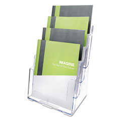 4-Compartment DocuHolder, Magazine Size, 9.38w x 7d x 13.63h, Clear