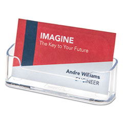 Horizontal Business Card Holder, Holds 50 Cards, 3.88 x 1.38 x 1.81, Plastic, Clear