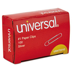 Paper Clips, #1, Smooth, Silver, 100 Clips/Box, 10 Boxes/Pack, 12 Packs/Carton