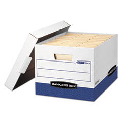 R-KIVE Heavy-Duty Storage Boxes, Letter/Legal Files, 12.75" x 16.5" x 10.38", White/Blue, 12/Carton