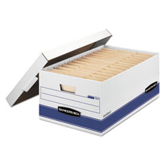 STOR/FILE Medium-Duty Storage Boxes, Legal Files, 15.88" x 25.38" x 10.25", White/Blue, 12/Carton