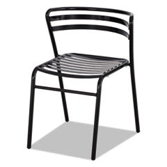 CoGo Steel Outdoor/Indoor Stack Chair, Supports Up to 250 lb, 17" Seat Height, Black Seat, Black Back, Black Base, 2/Carton