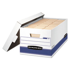 STOR/FILE Medium-Duty Storage Boxes, Letter Files, 12.88" x 25.38" x 10.25", White/Blue, 4/Carton