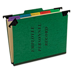 Hanging-Style Personnel Folders, 5 Dividers with 1/5-Cut Tabs, Letter Size, 1/3-Cut Exterior Tabs, Green