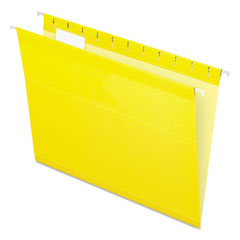 Colored Reinforced Hanging Folders, Letter Size, 1/5-Cut Tabs, Yellow, 25/Box