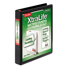 XtraLife ClearVue Non-Stick Locking Slant-D Ring Binder, 3 Rings, 1" Capacity, 11 x 8.5, Black