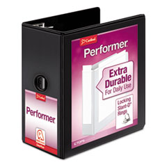 Performer ClearVue Slant-D Ring Binder, 3 Rings, 5" Capacity, 11 x 8.5, Black