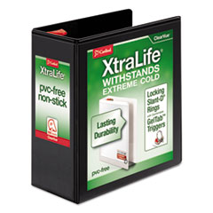 XtraLife ClearVue Non-Stick Locking Slant-D Ring Binder, 3 Rings, 4" Capacity, 11 x 8.5, Black