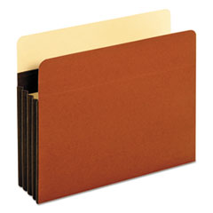 Extra-Wide Heavy-Duty File Pockets, 3.5" Expansion, Letter Size, Redrope, 10/Box