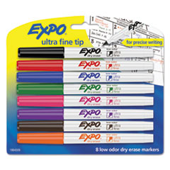 Low-Odor Dry-Erase Marker, Extra-Fine Bullet Tip, Assorted Colors, 8/Set