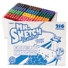 Scented Stix Watercolor Marker Set School Pack, Fine Bullet Tip, Assorted Colors, 216/Set