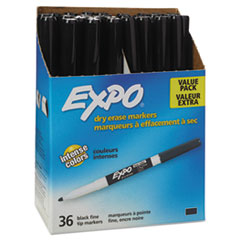 Low-Odor Dry-Erase Marker Value Pack, Fine Bullet Tip, Black, 36/Box